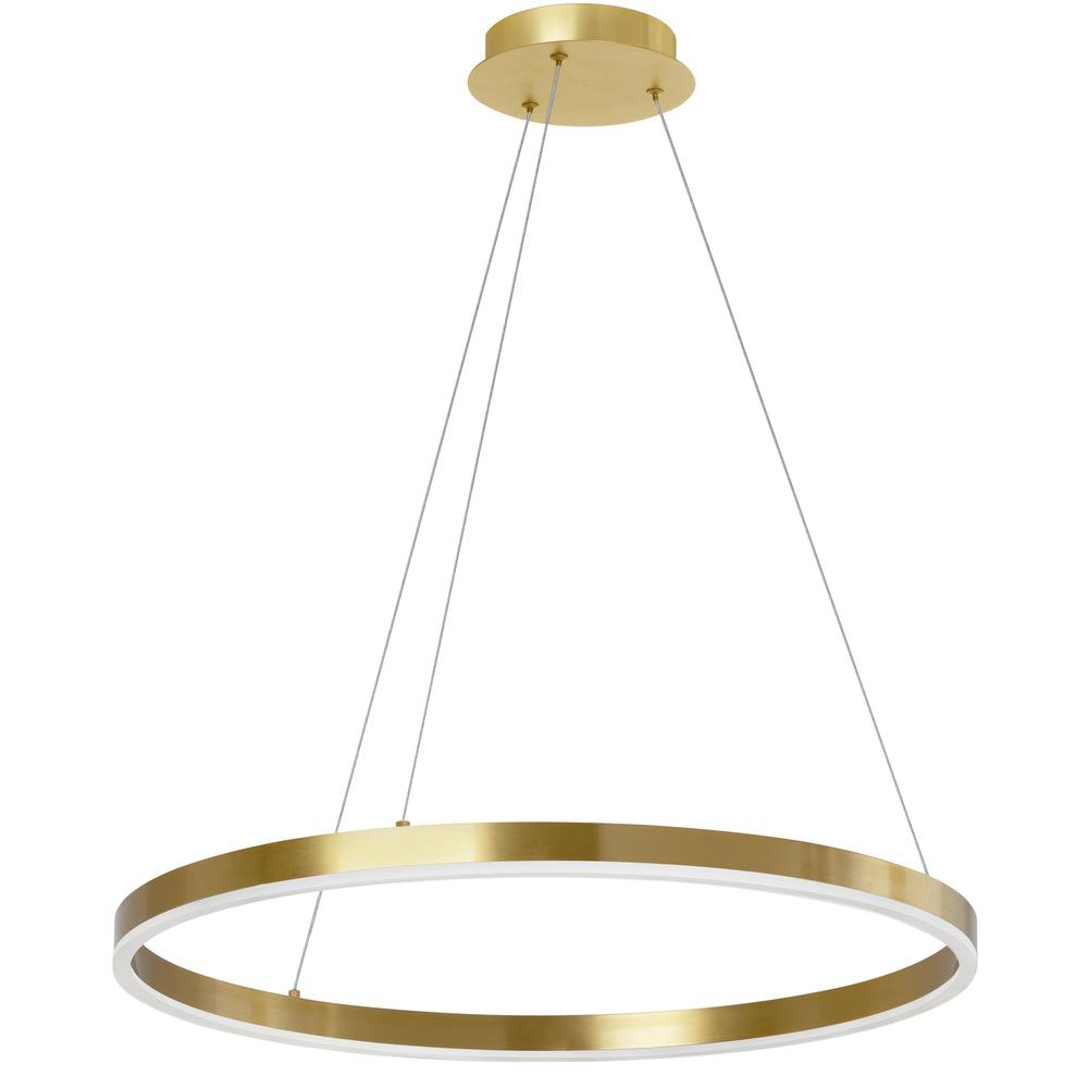 34W Chandelier, Aged Brass  with White Acrylic Diffuser     (CIR-2434C-AGB). The main picture.