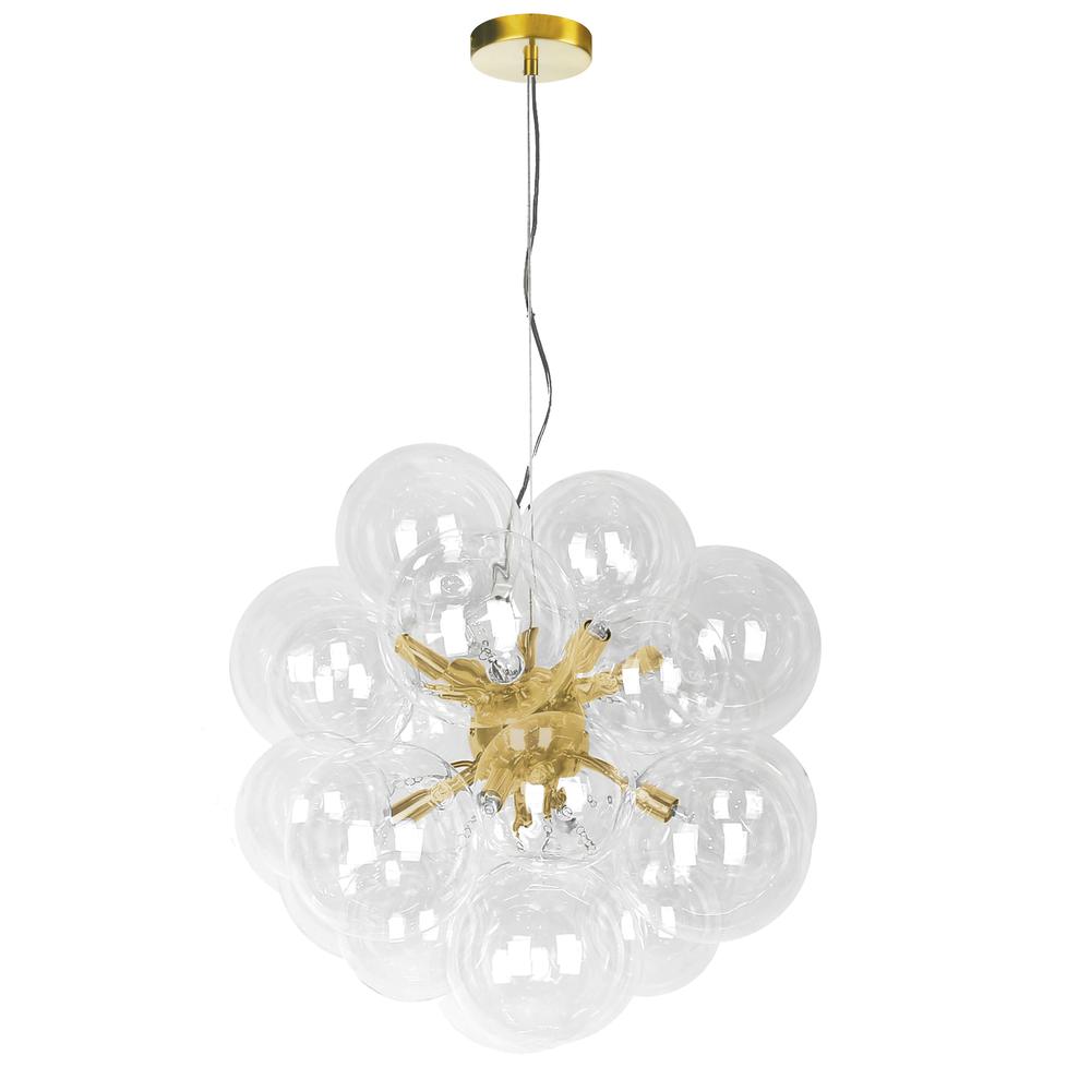 6 Light Halogen Pendant, Aged Brass with Clear Glass     (CMT-206P-CLR-AGB). The main picture.
