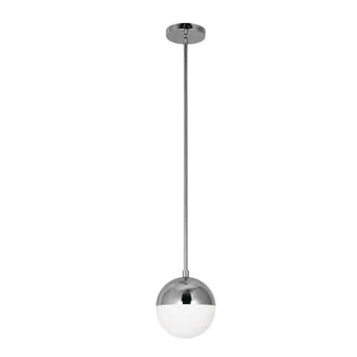 1 Light Halogen Pendant, Polished Chrome Finish with White Glass. Picture 1