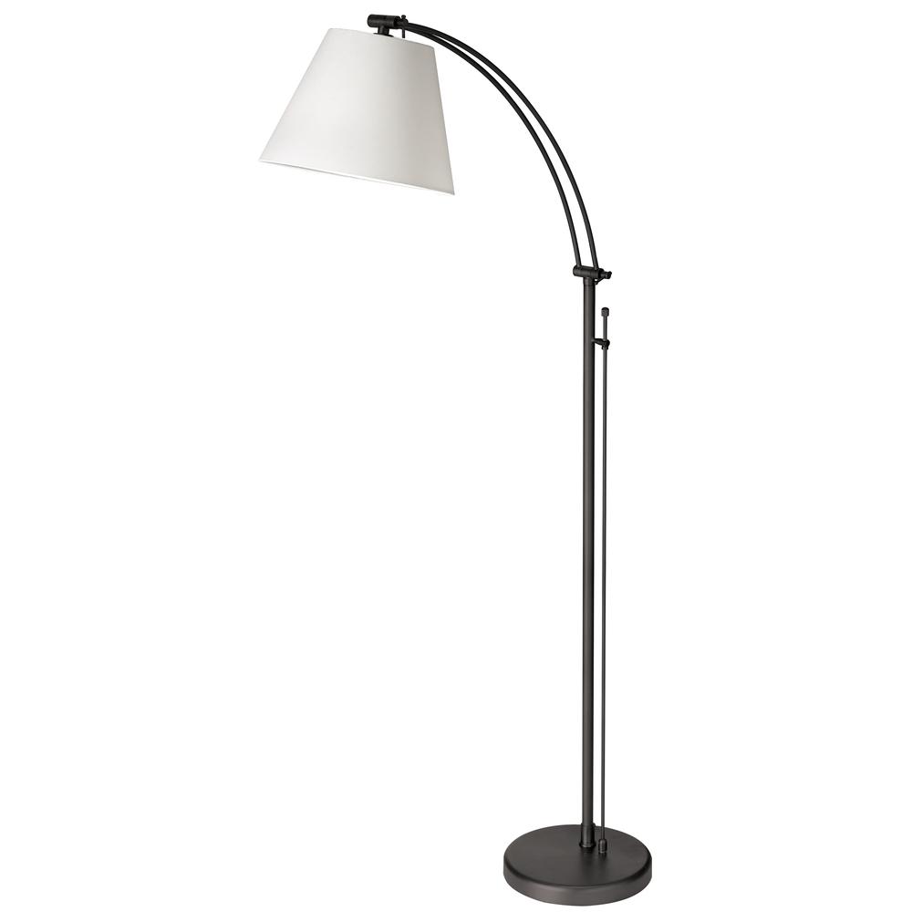 1LT Incan Adjustable Floor Lamp, MB, WH Shade. Picture 1