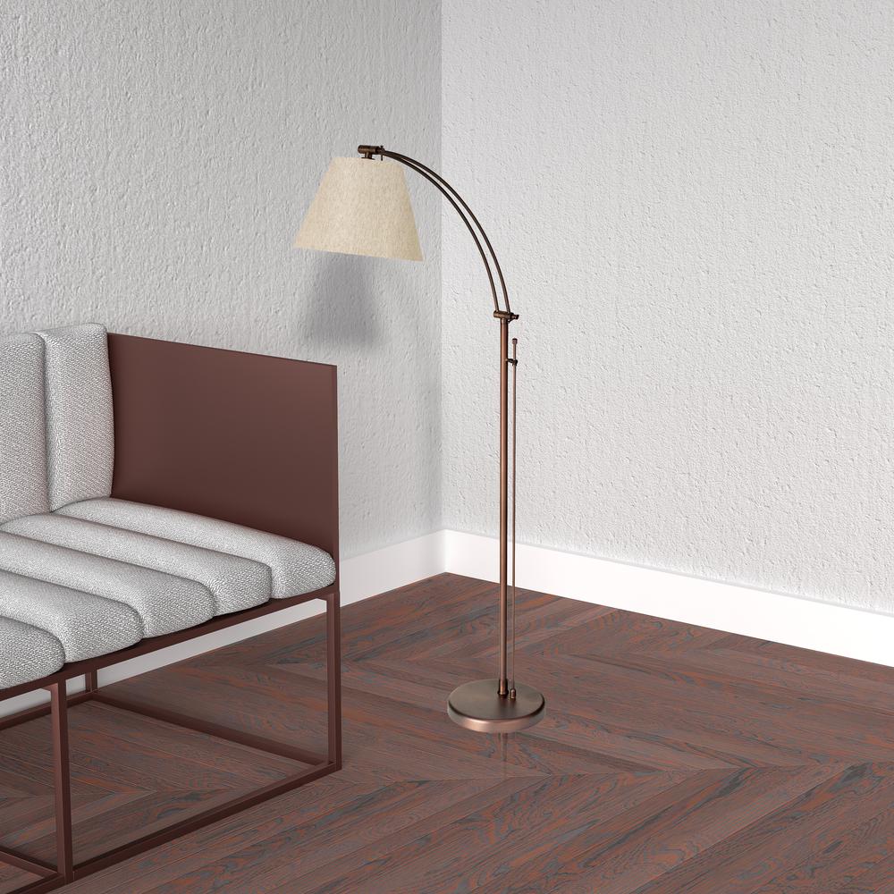 1LT Incan Adjustable Floor Lamp, OBB, Flax Shade. Picture 2