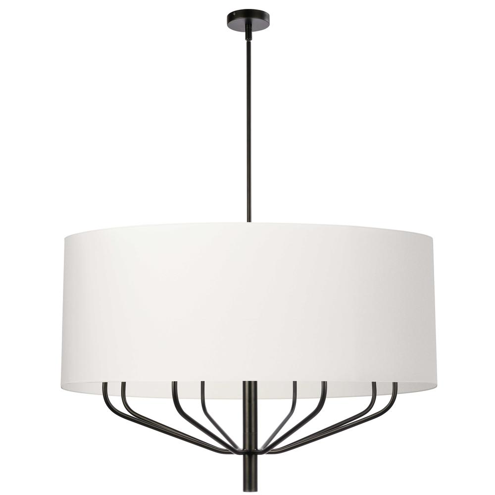 8LT Incandescent Chandelier, MB, WH Shade. Picture 1