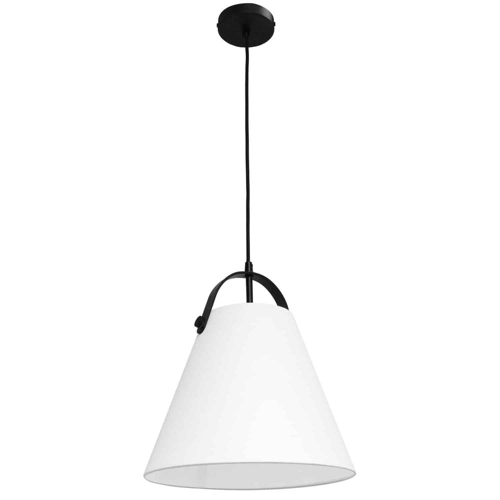 1 Light Emperor Pendant Matte Black with White Shade. Picture 1