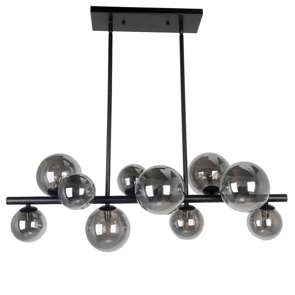 10 Light Halogen Horizontal Pendant Matte Black Finish with Smoked Glass. Picture 2