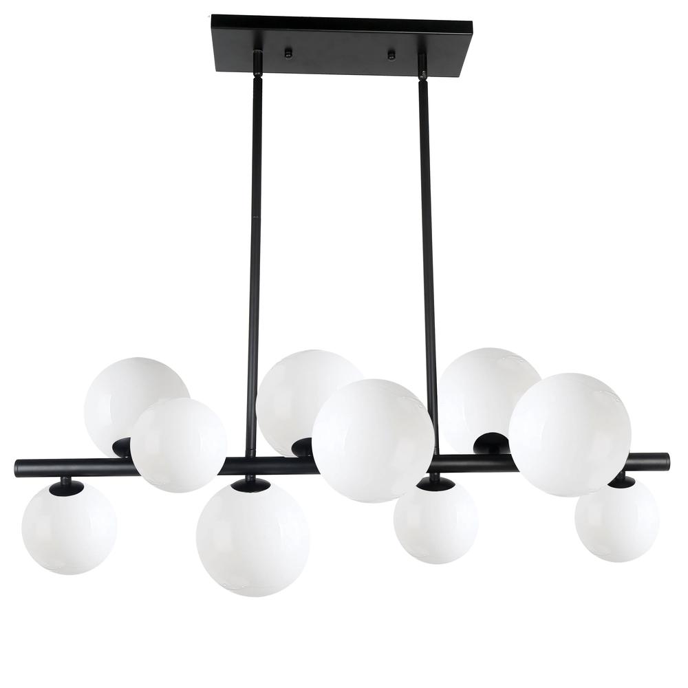 10 Light Halogen Horizontal Pendant Matte Black Finish with Smoked Glass. Picture 1