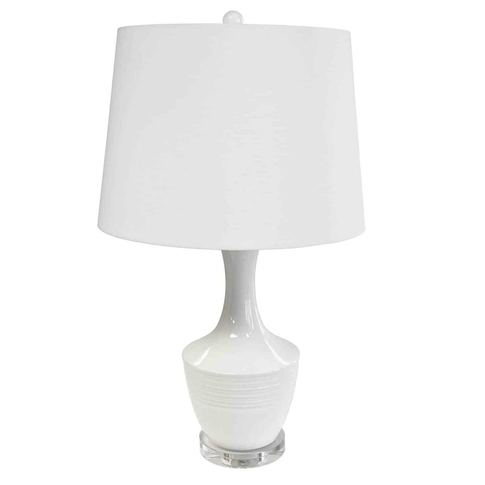 1 Light Incandescent Table Lamp, WH w/ WH Shade. The main picture.