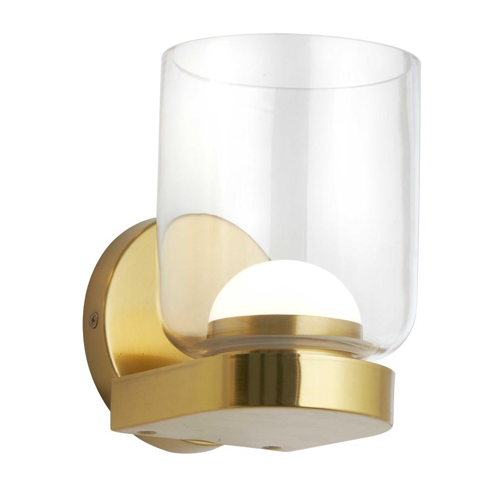 10W Wall Sconce, AGB, CLR Glass. Picture 1