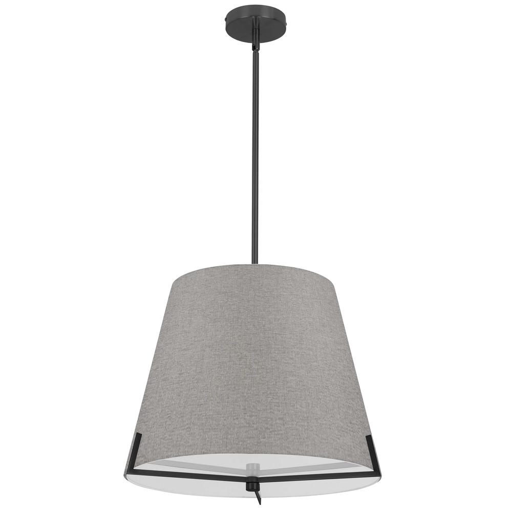 4 LT Incandescent Pendant, MB, GRY fabric shade. Picture 1