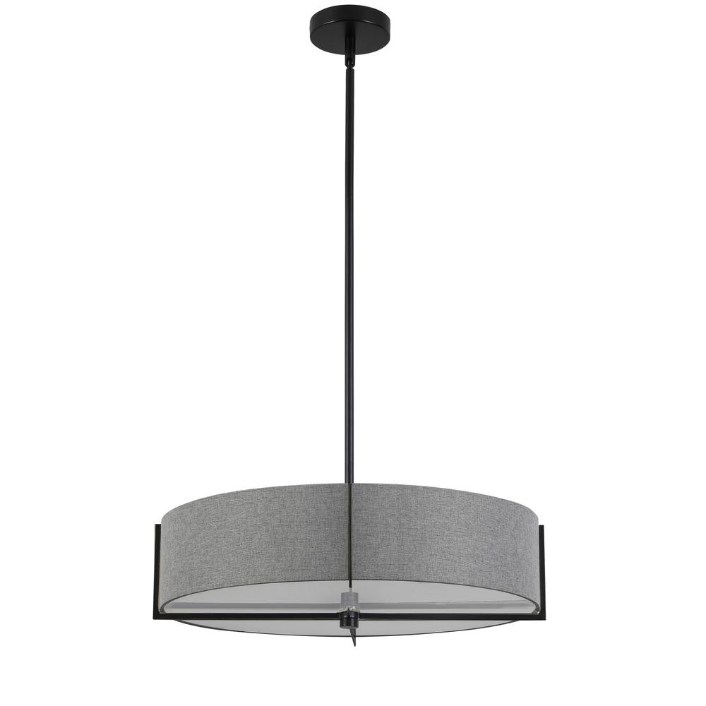 4LT Incandescent Pendant, MB, GRY Shade. Picture 1