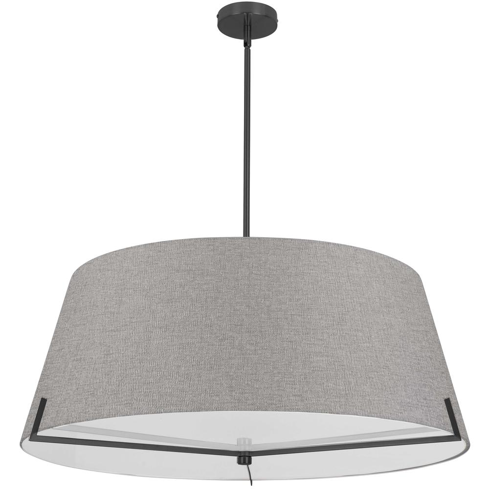 4 LT Incandescent Pendant, MB, GRY fabric shade. Picture 1