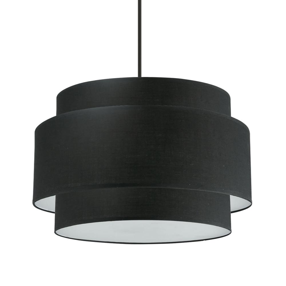 4 Light Incandescent Chandelier, Matte Black with Black Shade     (PYA-224C-MB-BK). The main picture.