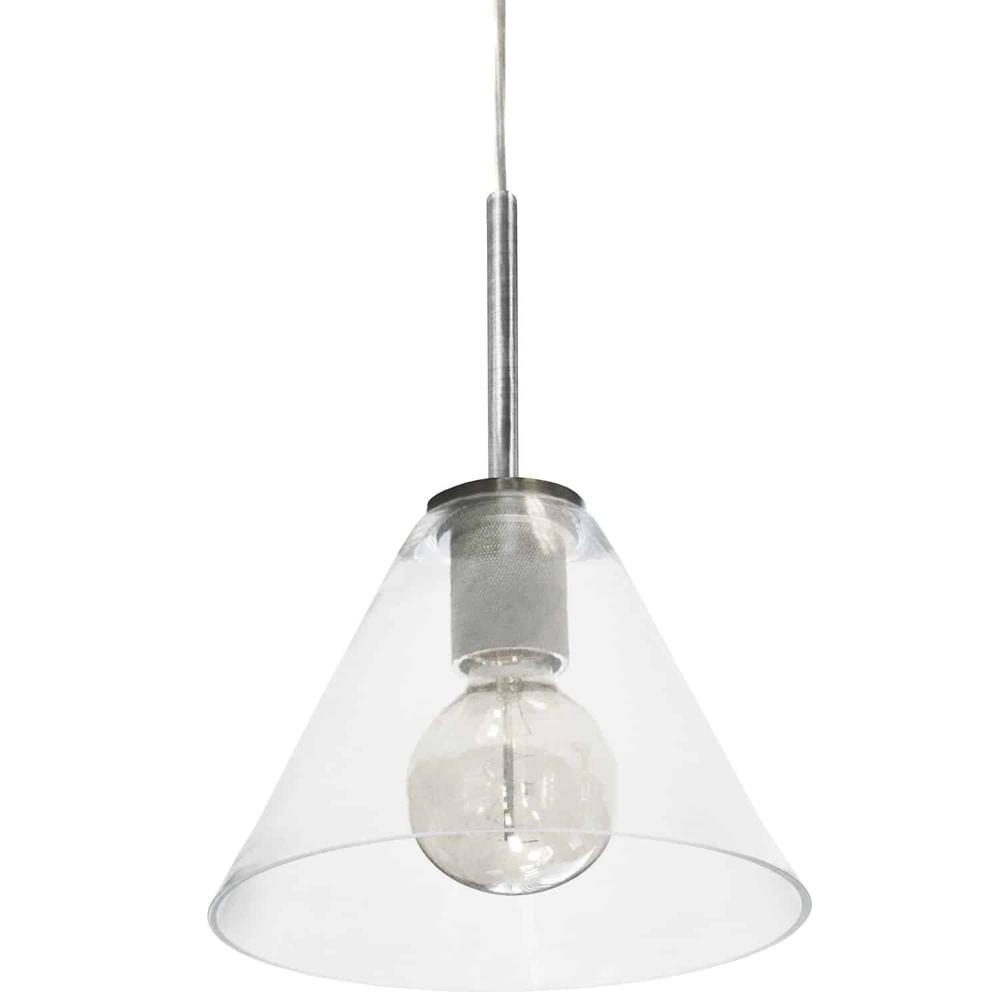 1 Light Pendant, Satin Chrome with Clear Glass. Picture 1