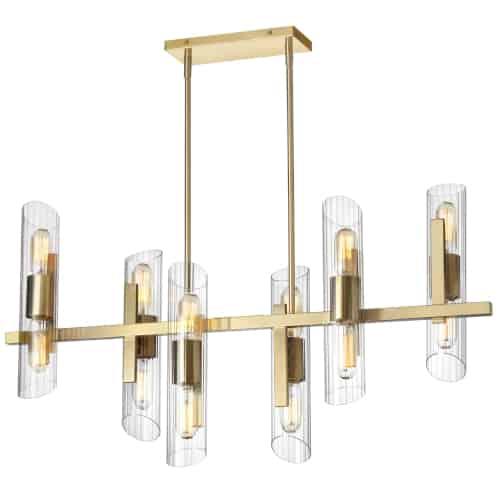 12LT Horiz Chandelier, AGB, Clear Fluted Glass. Picture 1