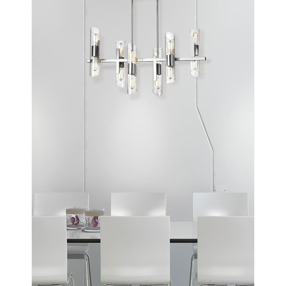 12LT Horiz Chandelier, PC, Clear Fluted Glass. Picture 2