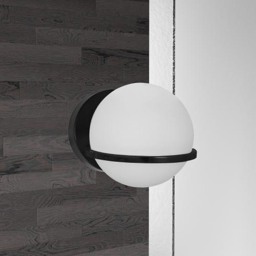 1LT Wall Sconce, MB Finish with White GL. Picture 2