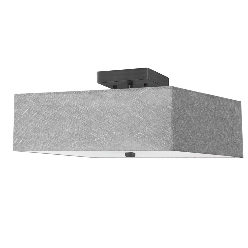 3 Light Incandescent Semi-Flush, Matte Black with Grey Shade     (SRN-143SF-MB-GRY). The main picture.