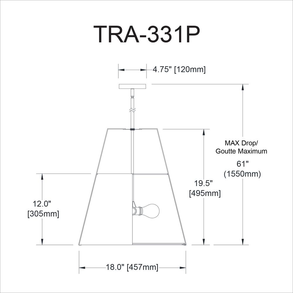 3LT Trapezoid Pendant GLD/CRM Shade, 790 Diff. Picture 3