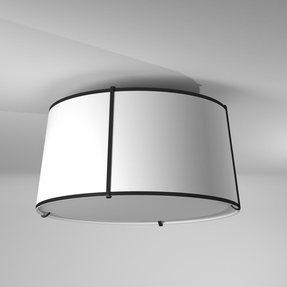 3LT Trapezoid Flush Mount, MB with WH Shade. Picture 5