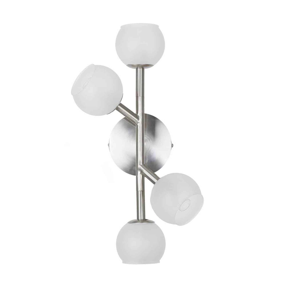 4LT Halogen Wall Sconce Satin Chrome Frosted Glass. Picture 1