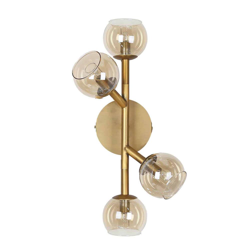 4 Light Halogen Wall Sconce Vintage Bronze Finish with Champagne Glass. Picture 1