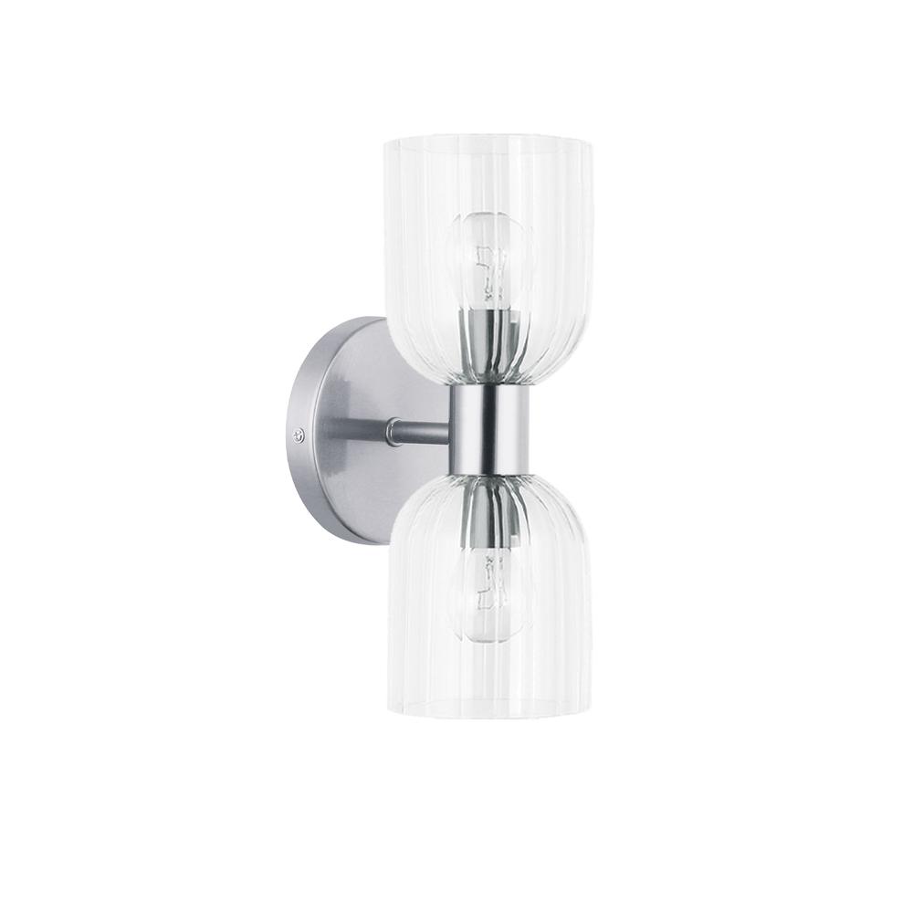 2LT Wall Sconce, PC, CLR Ribbed Glass. Picture 1