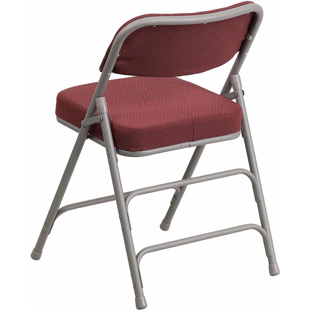 HERCULES Series Premium Curved Triple Braced & Double Hinged Burgundy Fabric Metal Folding Chair pack of 4. Picture 4