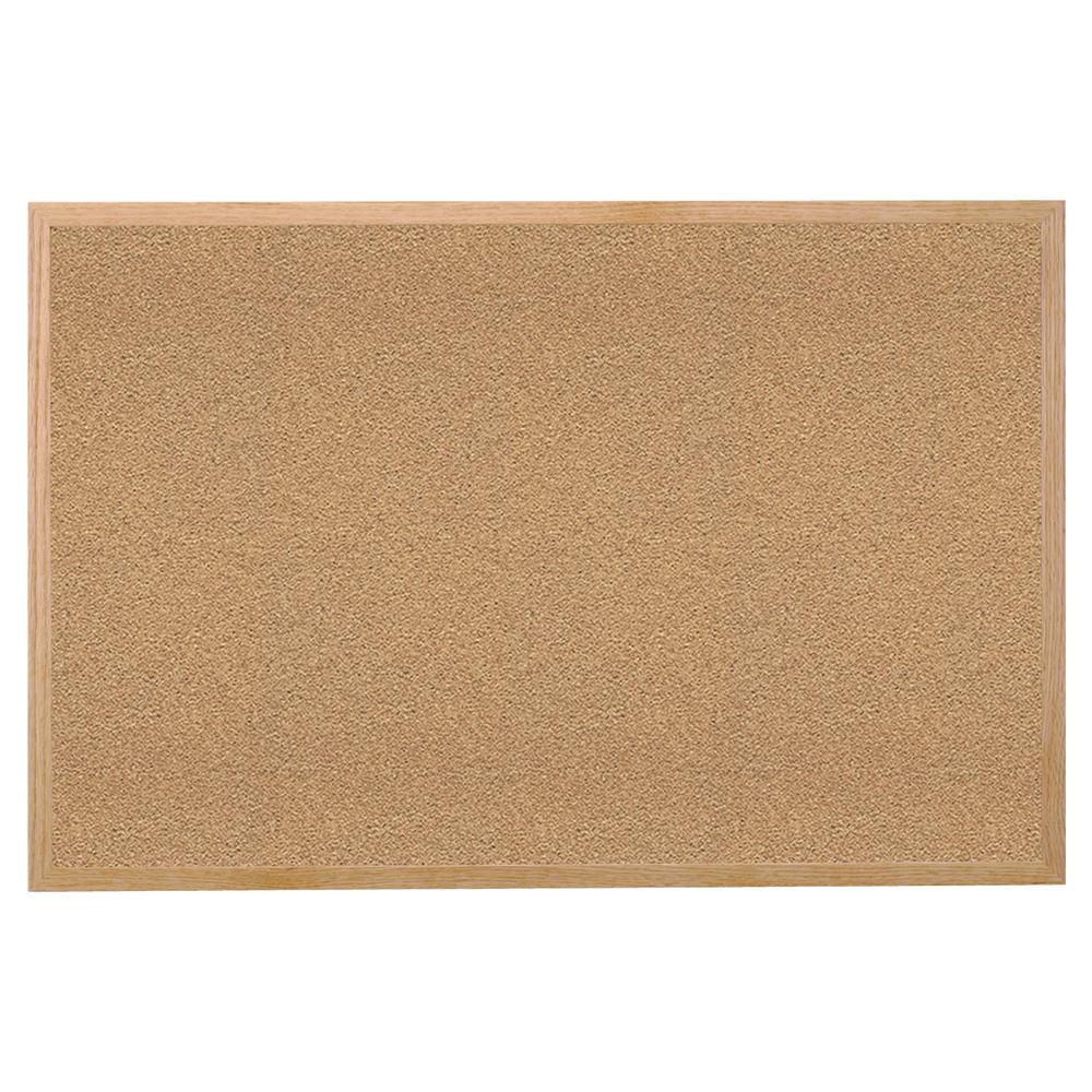 Ghent Natural Cork Bulletin Board with Wood Frame, 3'H x 4'W. Picture 1