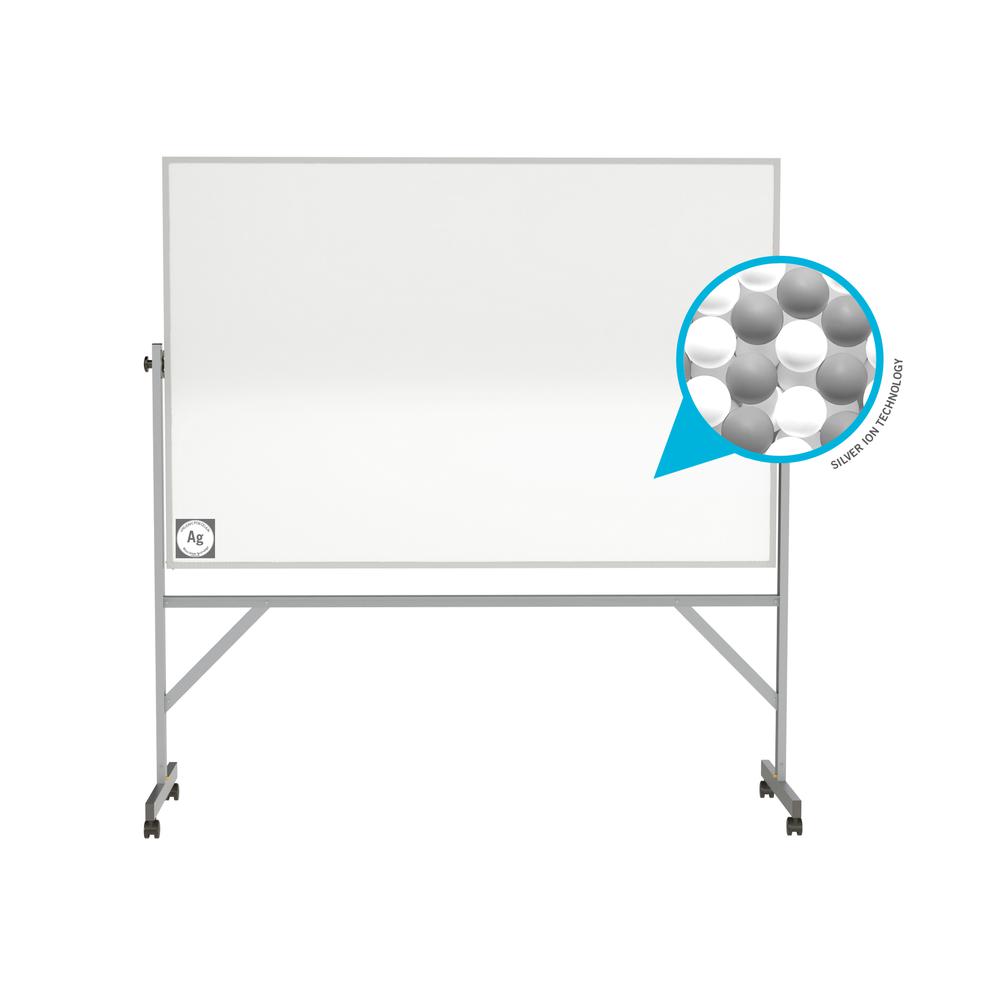 Reversible Magnetic Hygienic Porcelain Whiteboard with Aluminum Frame, 4'H x 6'W. Picture 2
