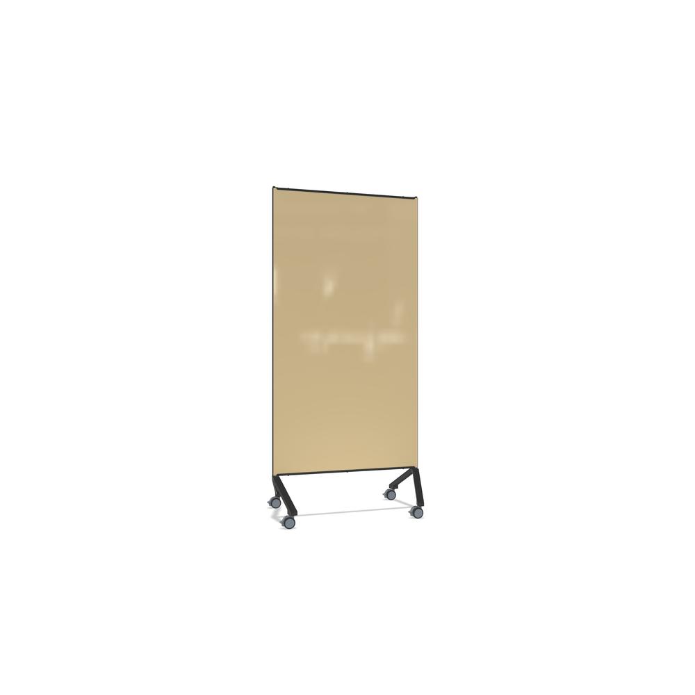 Ghent Pointe Non-Magnetic Mobile Glassboard, Beige Painted Glass w/ Black Frame, 77" H X 36" W. Picture 1