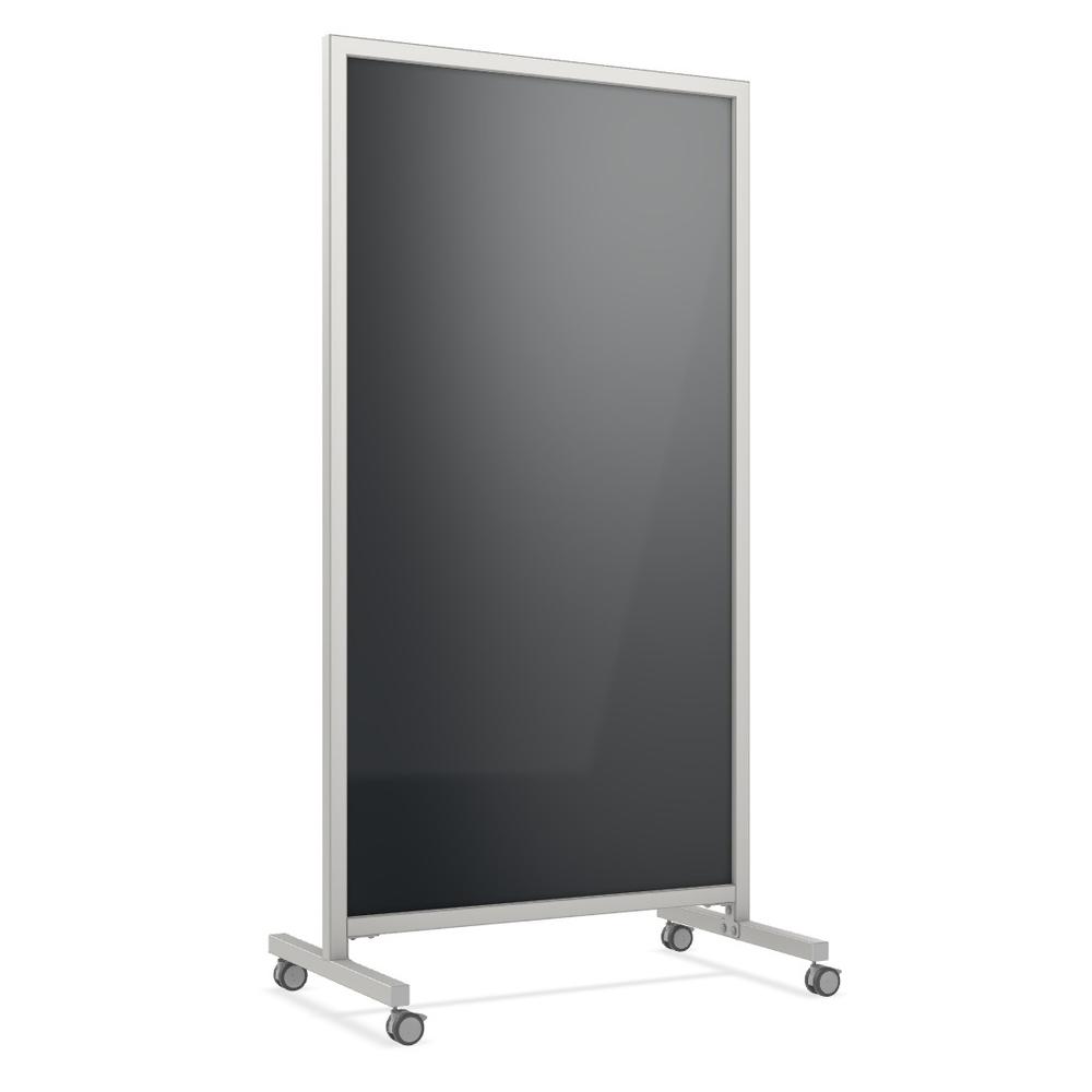 Ghent EZ Mobile Glassboard, Non-magnetic, 75"H x 38"W, Black. Picture 1