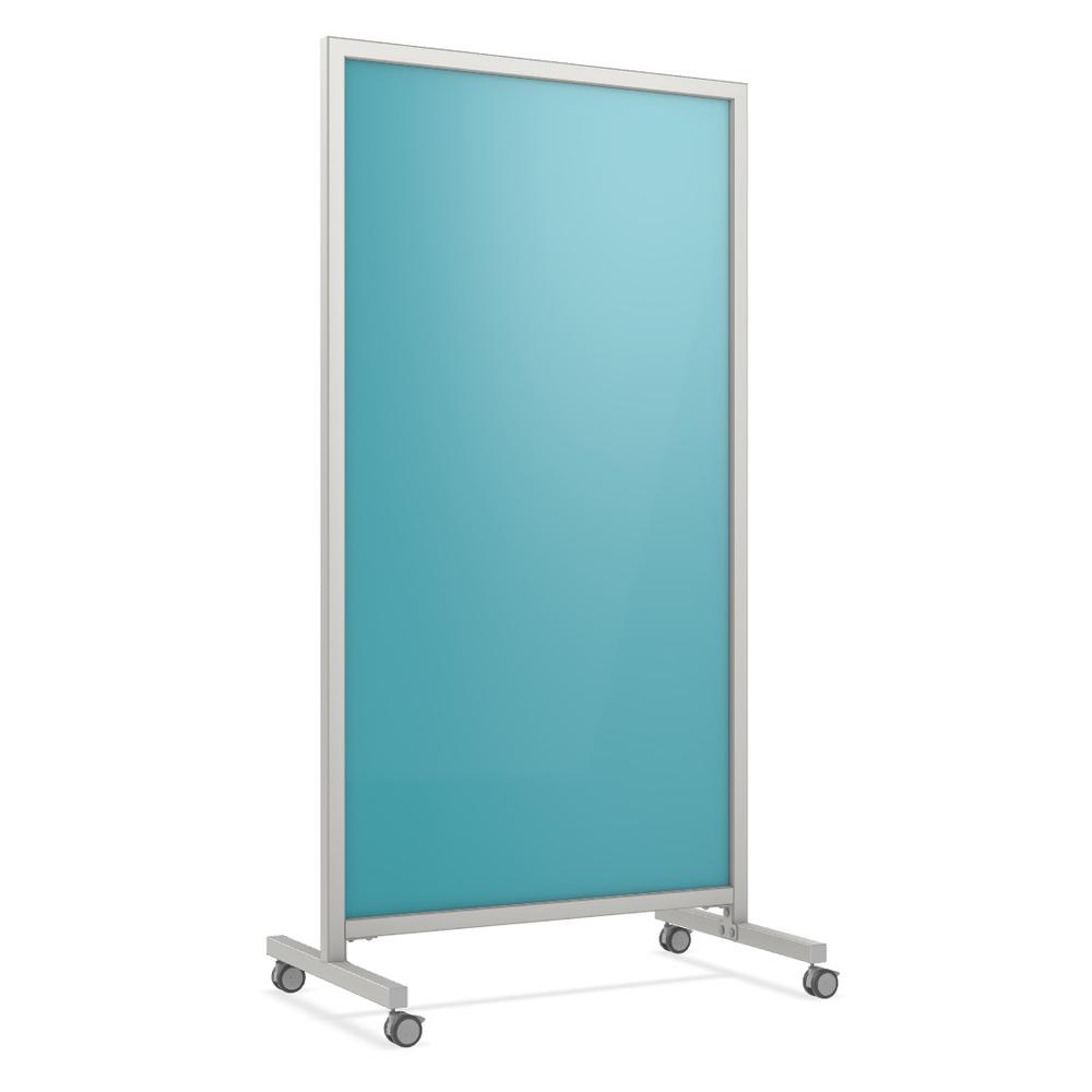 Ghent EZ Mobile Glassboard, Non-magnetic, 75"H x 38"W, Blue. Picture 1