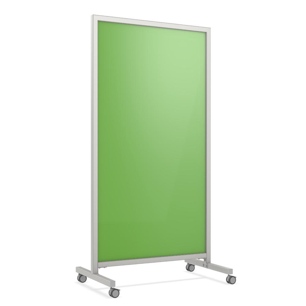 Ghent EZ Mobile Glassboard, Non-magnetic, 75"H x 38"W, Green. Picture 1
