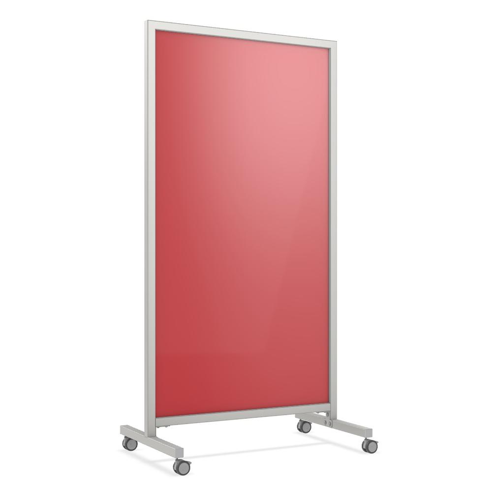 Ghent EZ Mobile Glassboard, Non-magnetic, 75"H x 38"W, Rose. Picture 1