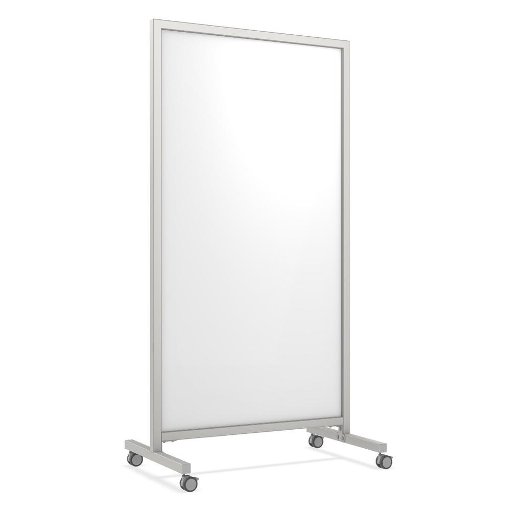 Ghent EZ Mobile Glassboard, Non-magnetic, 75"H x 38"W, White. Picture 1