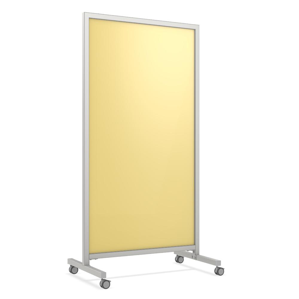 Ghent EZ Mobile Glassboard, Non-magnetic, 75"H x 38"W, Yellow. Picture 1