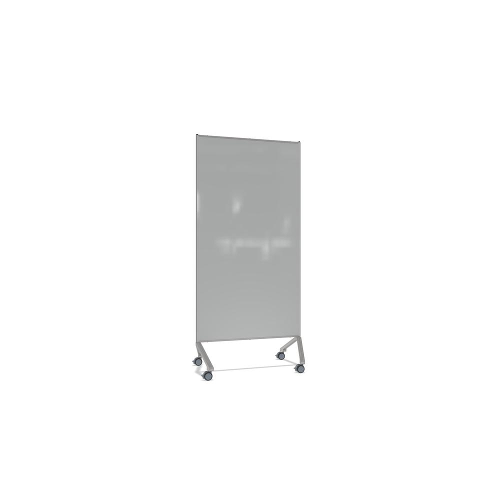 Ghent Pointe Non-Magnetic Mobile Glassboard, Gray Painted Glass w/ Silver Frame, 77" H X 36" W. Picture 1