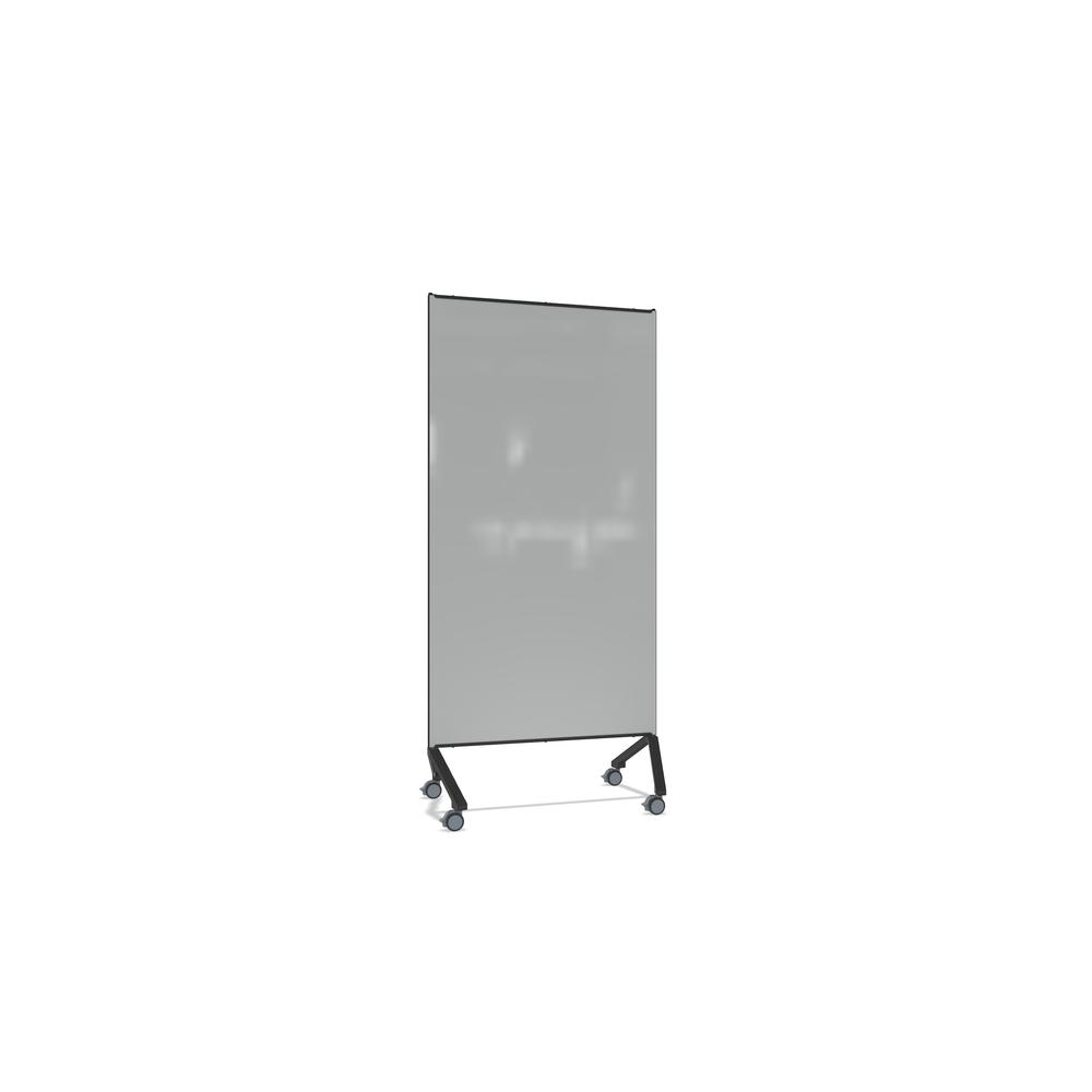 Ghent Pointe Non-Magnetic Mobile Glassboard, Gray Painted Glass w/ Black Frame, 77" H X 36" W. Picture 1