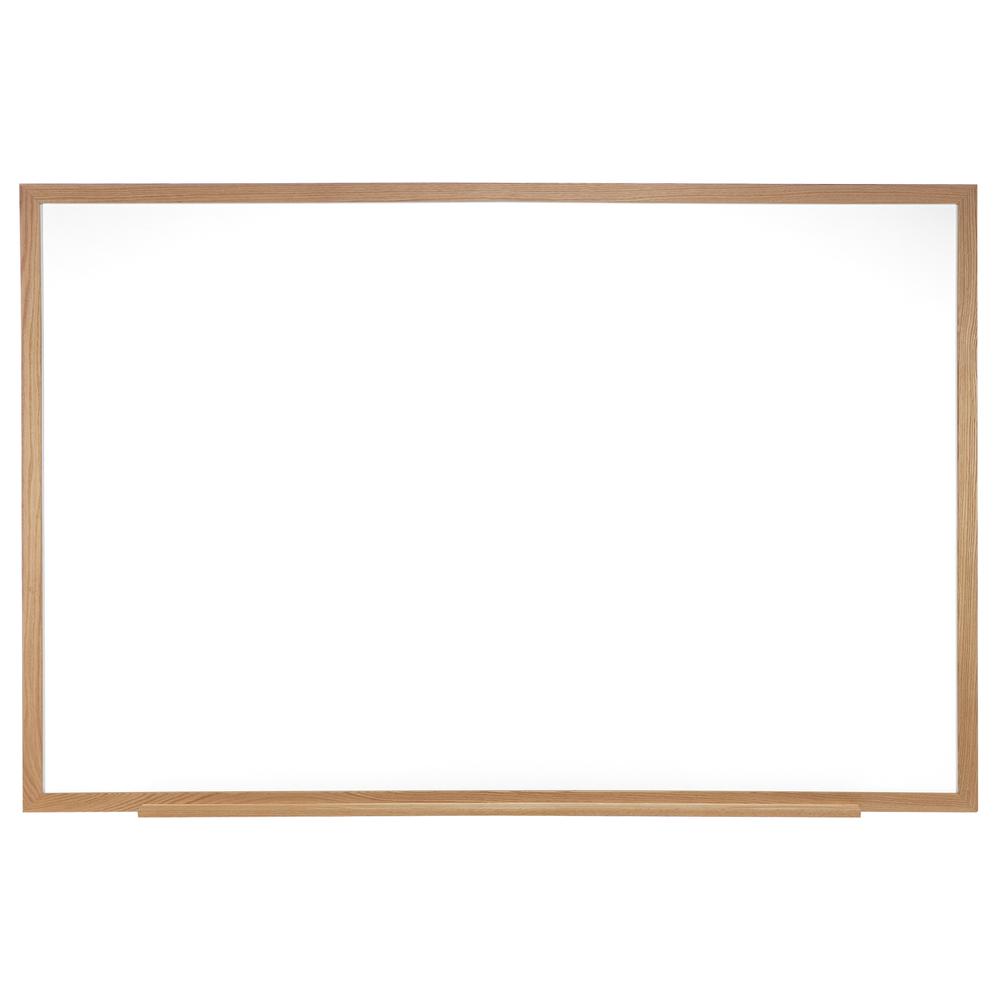 Ghent Magnetic Porcelain Whiteboard with Wood Frame, 3'H x 4'W. Picture 1