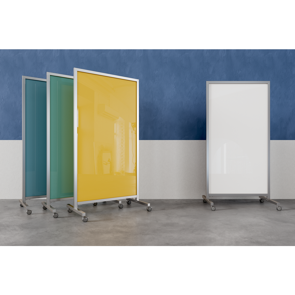 Ghent EZ Mobile Glassboard, Non-magnetic, 75"H x 38"W, Yellow. Picture 3