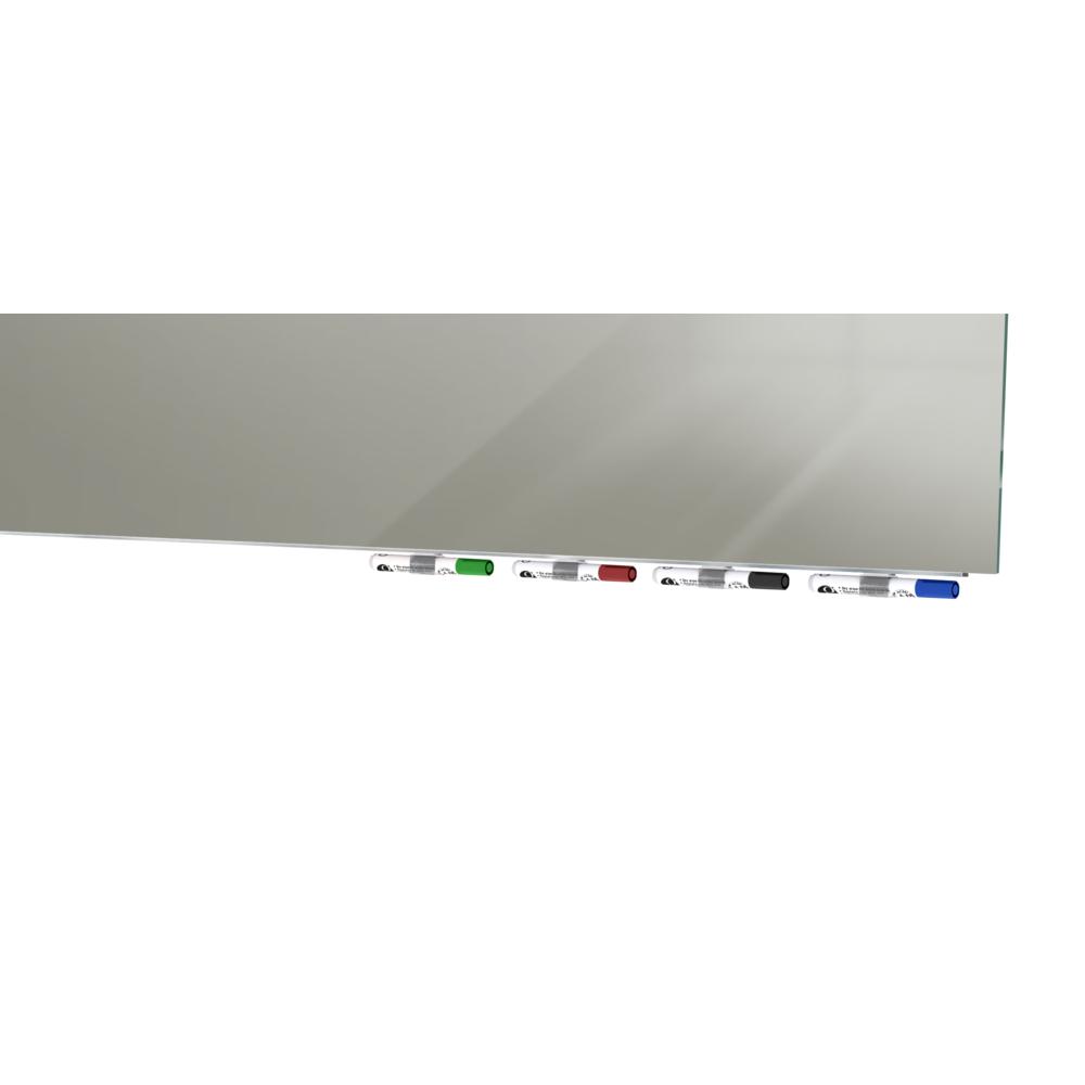 Ghent Aria 4'H x 5'W Magnetic Glass White Board, Gray Surface, Horizontal, 4 Rare Earth Magnets, 4 Markers and Eraser. Picture 5