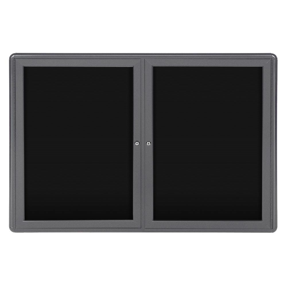 34"x47" 2-Door Ovation Letterboard Black - Gray Frame. Picture 1