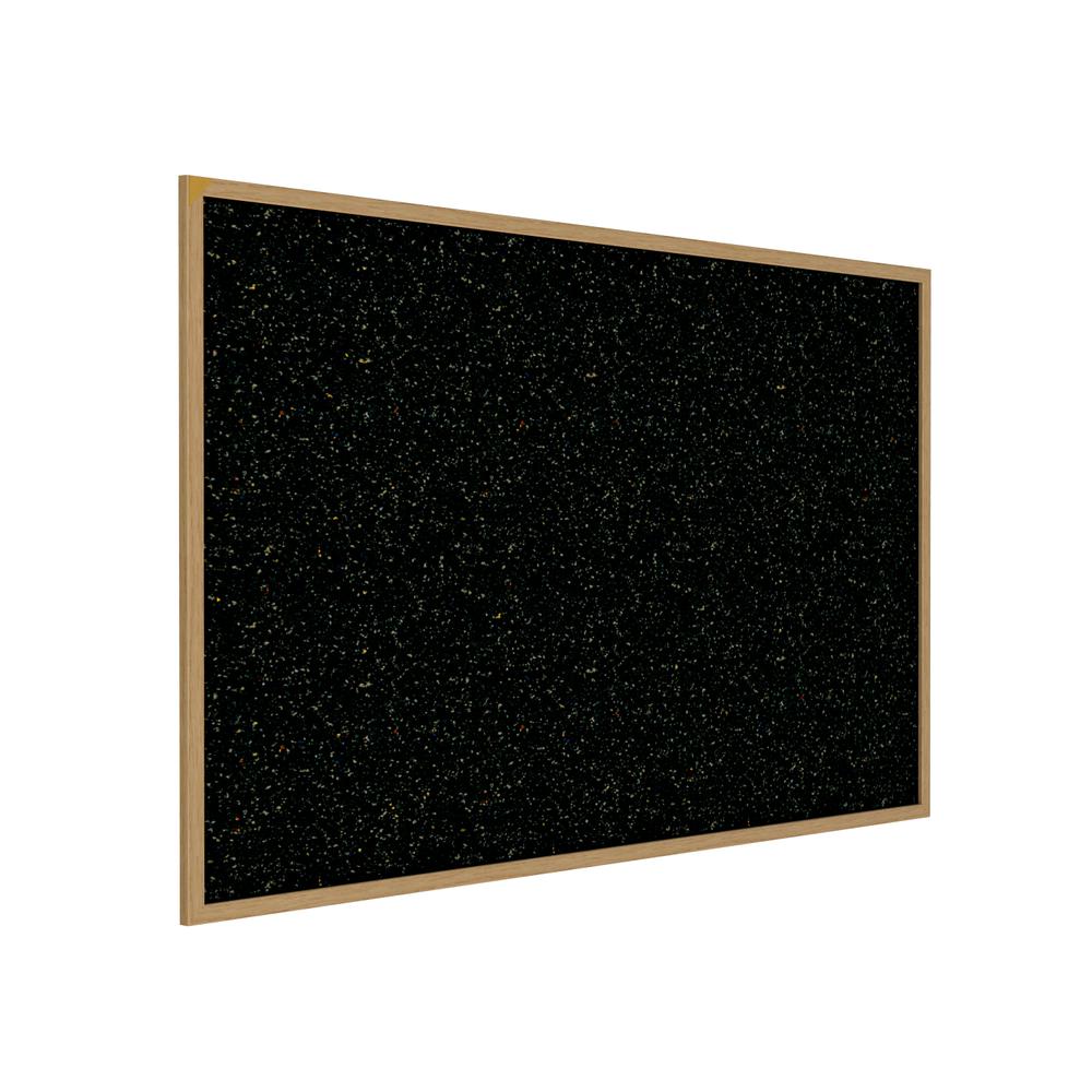 48.5"x144.5" Wood Fr, Oak Finish Recycled Rubber Bulletin Board - Confetti. Picture 1