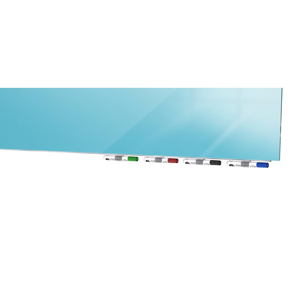 Ghent Aria Low Profile Magnetic Glass Whiteboard, 4'H x 10'W, Blue. Picture 3