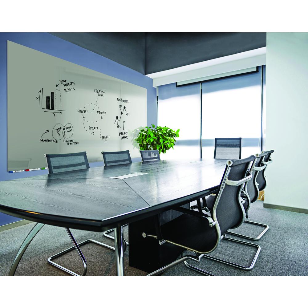 Ghent Aria Low Profile Magnetic Glass Whiteboard, 4'H x 10'W, Gray. Picture 4