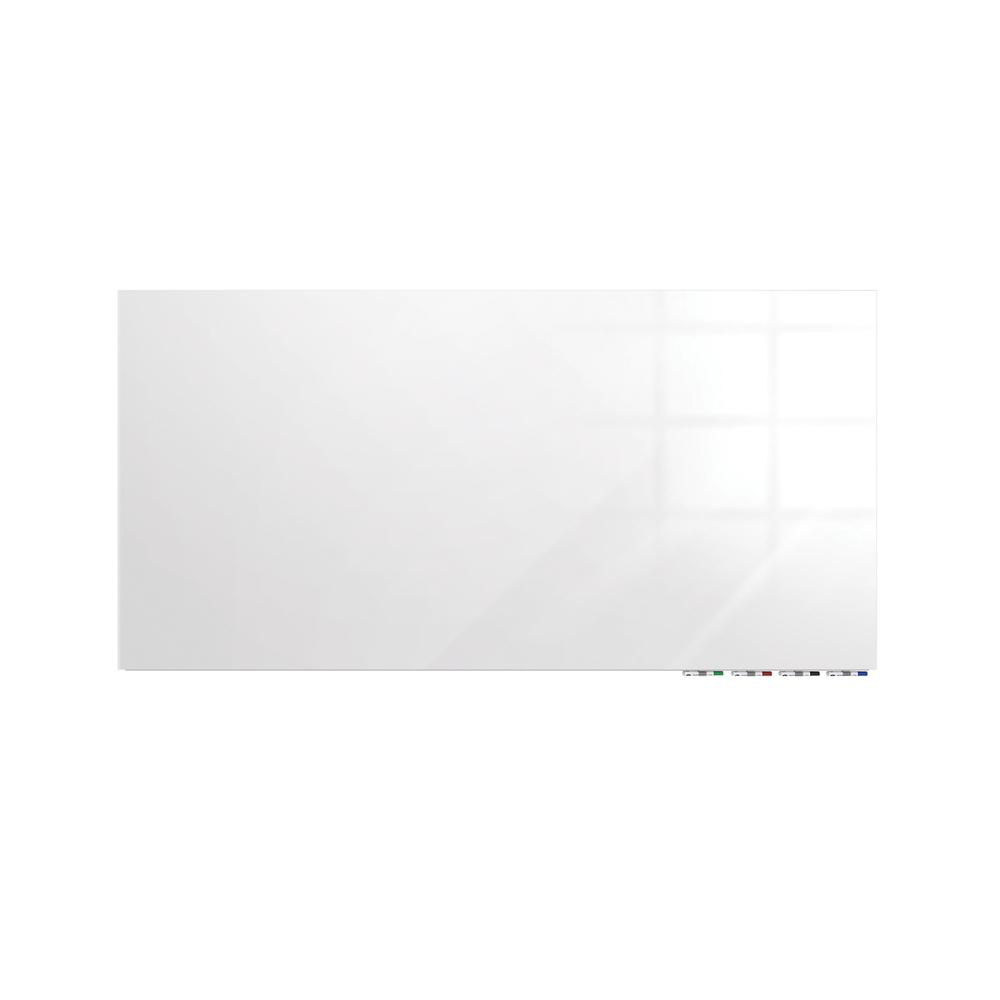Ghent Aria 4'H x 5'W Glass White Board, White Surface, Horizontal, 4 Markers and Eraser. Picture 2