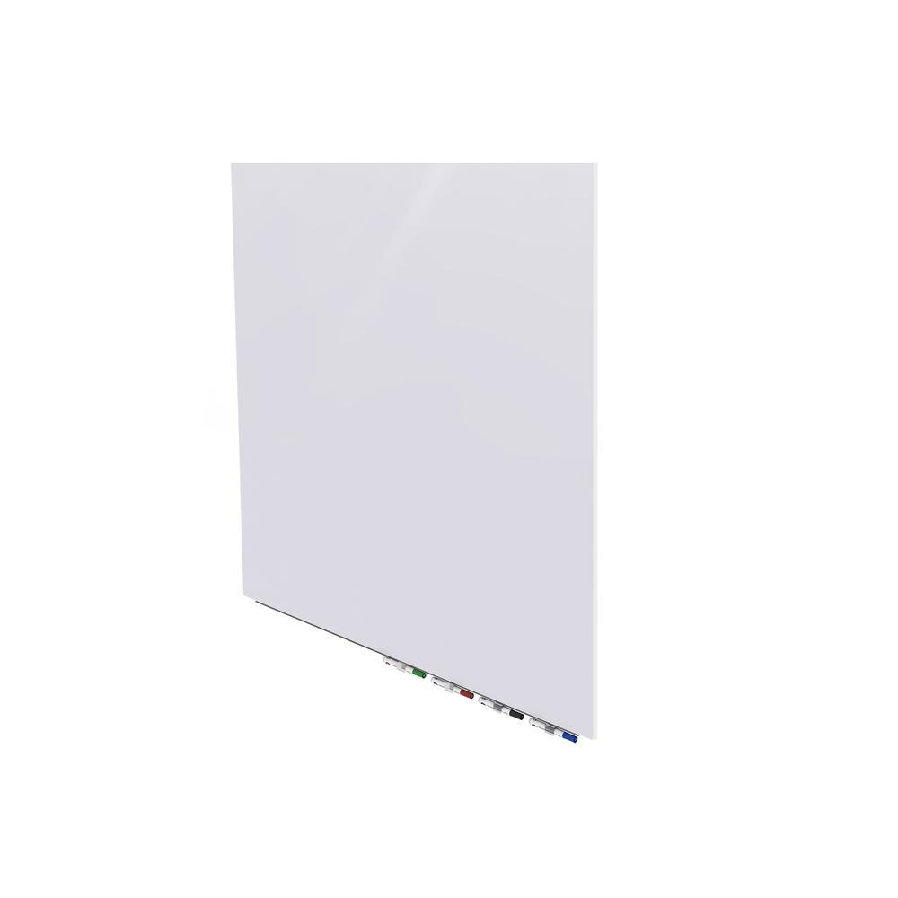 Ghent Aria 4'H x 4'W Magnetic Glass White Board, White Surface, , 4 Rare Earth Magnets, 4 Markers and Eraser. Picture 1