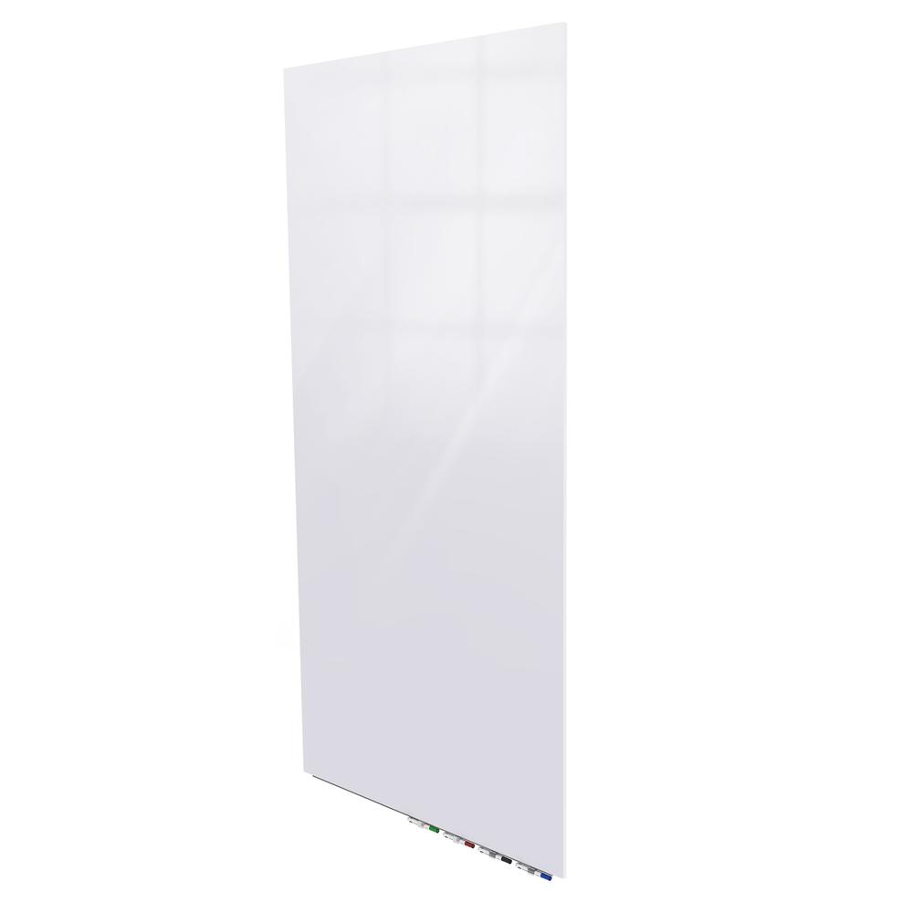 Ghent Aria 5'H x 4'W Magnetic Glass White Board, White Surface, Vertical, 4 Rare Earth Magnets, 4 Markers and Eraser. Picture 1