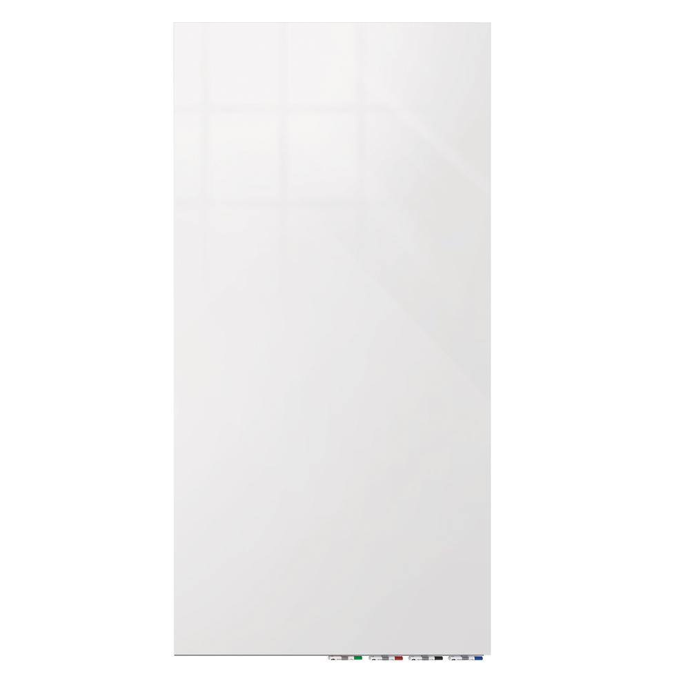 Ghent Aria 5'H x 4'W Magnetic Glass White Board, White Surface, Vertical, 4 Rare Earth Magnets, 4 Markers and Eraser. Picture 2