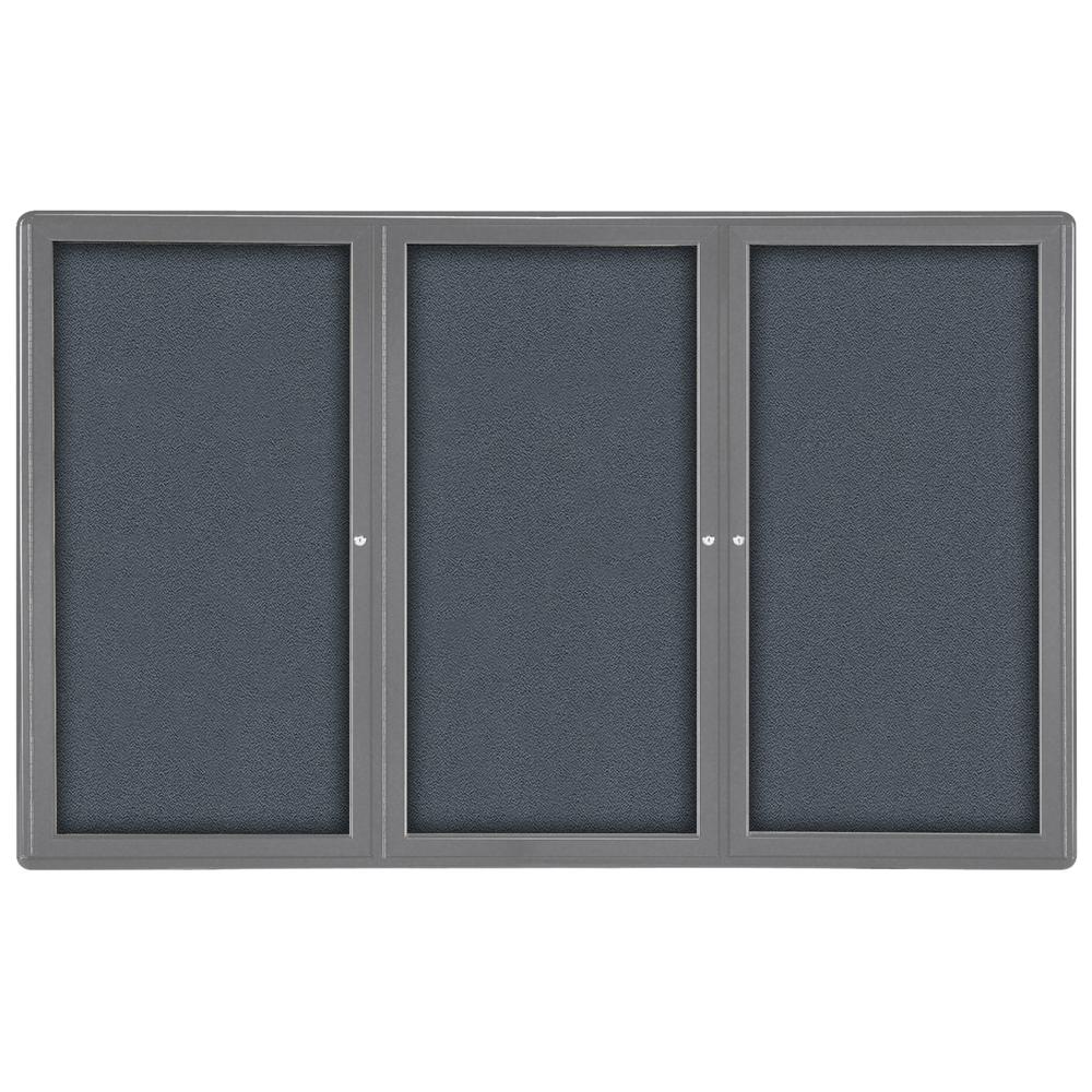 48"x72" 3-Door Ovation Gray Fabric Bulletin Board - Gray Frame. Picture 1