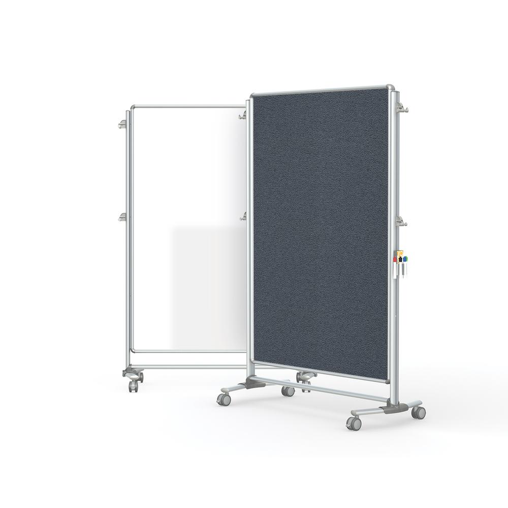 76⅛" x 52⅜" Nexus Partition - 2-Sided Mobile Porcelain Magn WB/ Fabric TB Gray. Picture 1